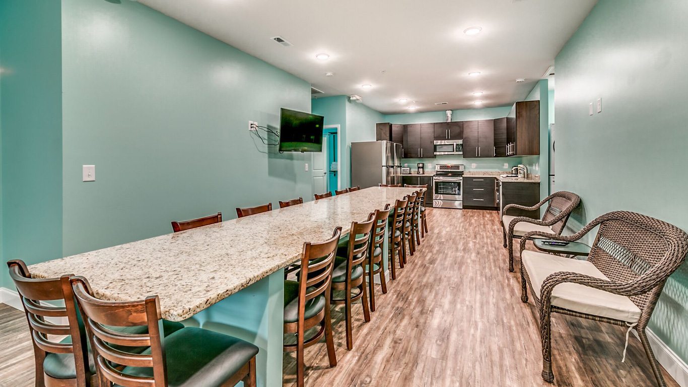 407 9th Avenue – Unit B kitchen and long dining table.