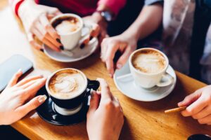 Close up of lattes.