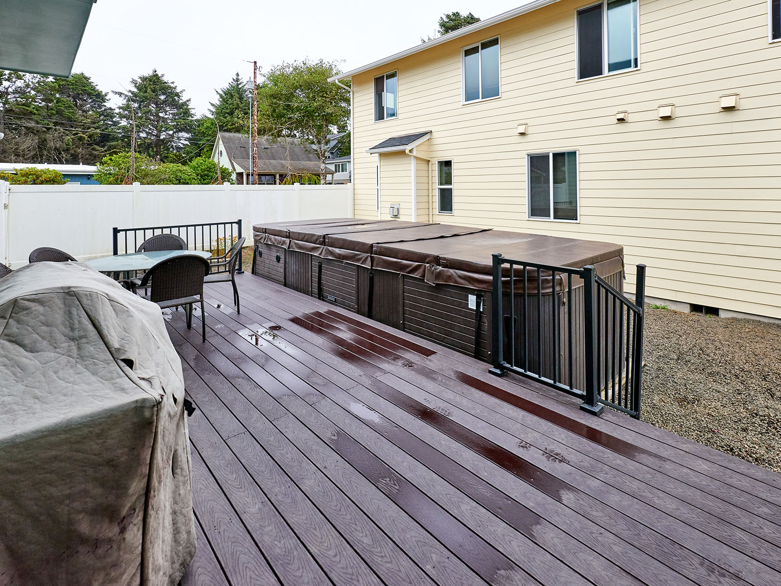 Outdoor deck and backyard