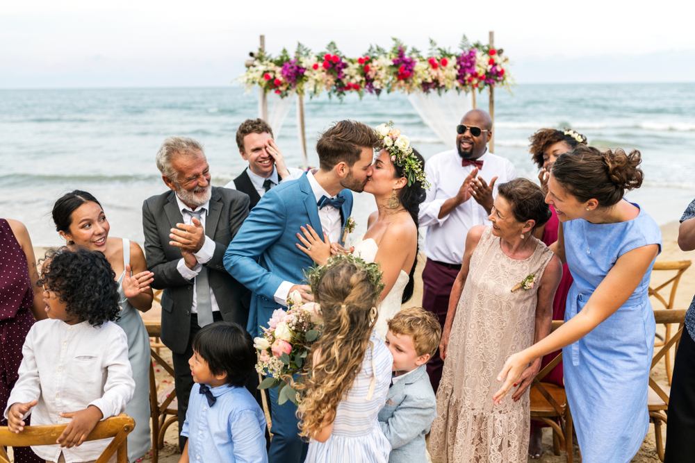 Beach wedding ceremony