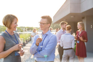 Employees chatting