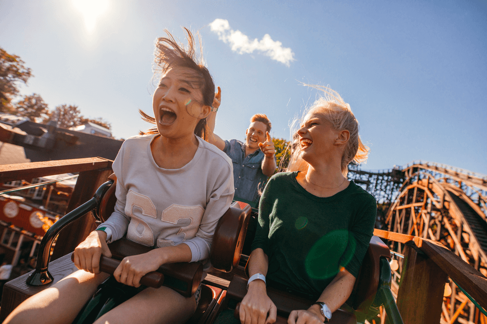 Photo of Two Women on a Roller Coaster at One of the Best Amusement Parks in Myrtle Beach.