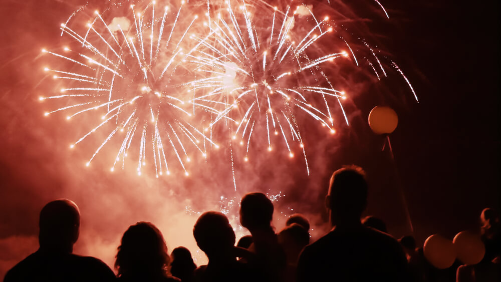 People watching a 4th of July fireworks event in Myrtle Beach, SC